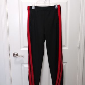 black and red pants
